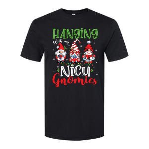 Hanging With My Nicu Gnomies Cute Xmas Lights Gnome Nurse Softstyle CVC T-Shirt