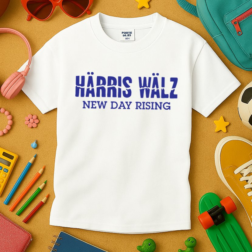 Harris Walz New Day Rising Kids T-Shirt