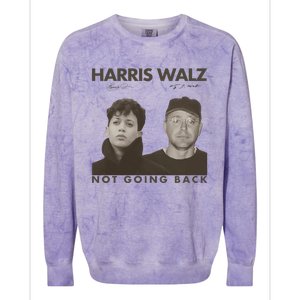 Harris Walz Not Going Back 80s Retro Photo 2024 Election Gift Colorblast Crewneck Sweatshirt