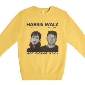 Harris Walz Not Going Back 80s Retro Photo 2024 Election Gift Premium Crewneck Sweatshirt