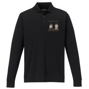 Harris Walz Not Going Back 80s Retro Photo 2024 Election Gift Performance Long Sleeve Polo