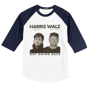 Harris Walz Not Going Back 80s Retro Photo 2024 Election Gift Baseball Sleeve Shirt