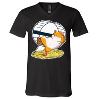 Hamster Wheel Nap Funny Animal Hammy Owner Pet Lover Gift V-Neck T-Shirt