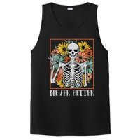 Halloween Women Never Better Skeleton Floral Skull PosiCharge Competitor Tank