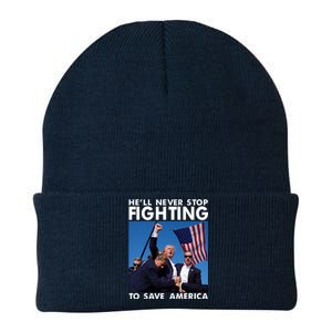 He Will Never Stop Fighting To Save America Donald Trump Knit Cap Winter Beanie