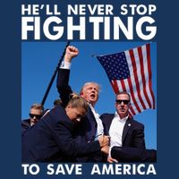 He Will Never Stop Fighting To Save America Donald Trump Women's V-Neck T-Shirt