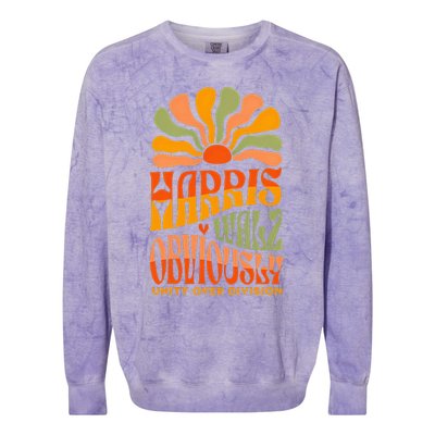 Harris Walz Obviously Unity Over Division Harris Walz 2024 Colorblast Crewneck Sweatshirt