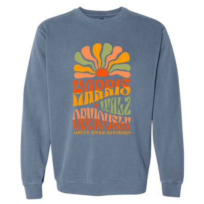 Harris Walz Obviously Unity Over Division Harris Walz 2024 Garment-Dyed Sweatshirt