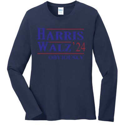 Harris Walz Obviously 2024 Harris Tim Walz Waltz 2024 Ladies Long Sleeve Shirt