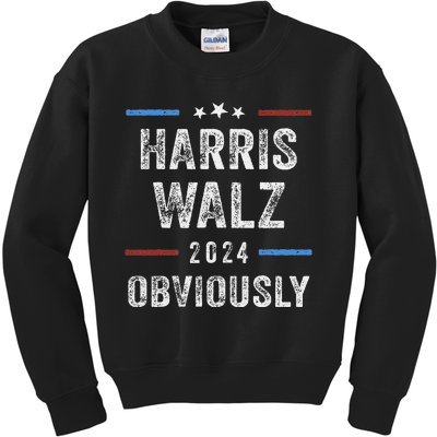 Harris Walz Obviously 2024 Harris Tim Walz Waltz 2024 Kids Sweatshirt