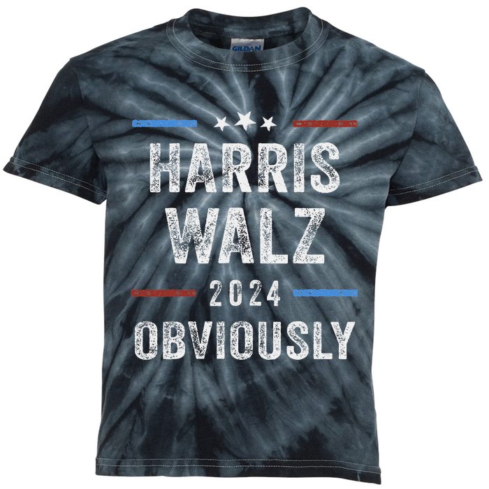 Harris Walz Obviously 2024 Harris Tim Walz Waltz 2024 Kids Tie-Dye T-Shirt