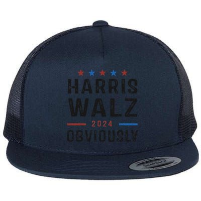 Harris Walz Obviously 2024 Harris Tim Walz Waltz 2024 Flat Bill Trucker Hat