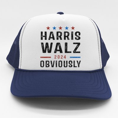 Harris Walz Obviously 2024 Harris Tim Walz Waltz 2024 Trucker Hat