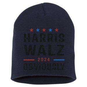 Harris Walz Obviously 2024 Harris Tim Walz Waltz 2024 Short Acrylic Beanie