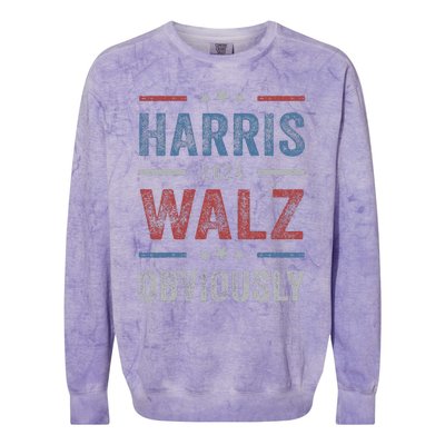 Harris Walz Obviously 2024 Harris Tim Walz Waltz 2024 Colorblast Crewneck Sweatshirt