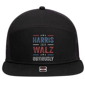 Harris Walz Obviously 2024 Harris Tim Walz Waltz 2024 7 Panel Mesh Trucker Snapback Hat