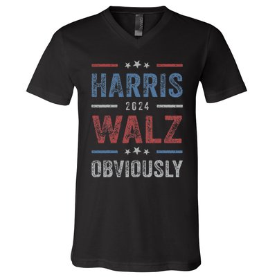 Harris Walz Obviously 2024 Harris Tim Walz Waltz 2024 V-Neck T-Shirt