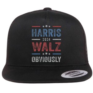 Harris Walz Obviously 2024 Harris Tim Walz Waltz 2024 Flat Bill Trucker Hat