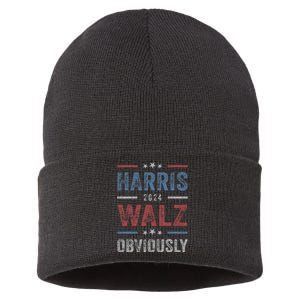 Harris Walz Obviously 2024 Harris Tim Walz Waltz 2024 Sustainable Knit Beanie