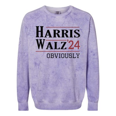 Harris Walz Obviously 2024 Harris Tim Walz Waltz 2024 Colorblast Crewneck Sweatshirt