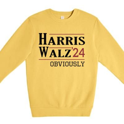 Harris Walz Obviously 2024 Harris Tim Walz Waltz 2024 Premium Crewneck Sweatshirt