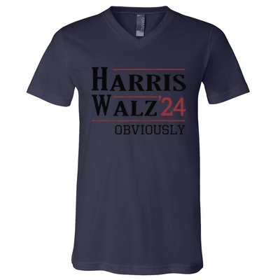 Harris Walz Obviously 2024 Harris Tim Walz Waltz 2024 V-Neck T-Shirt