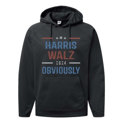 Harris Walz Obviously 2024 Harris Tim Walz Waltz 2024 Performance Fleece Hoodie