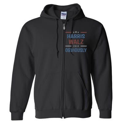 Harris Walz Obviously 2024 Harris Tim Walz Waltz 2024 Full Zip Hoodie