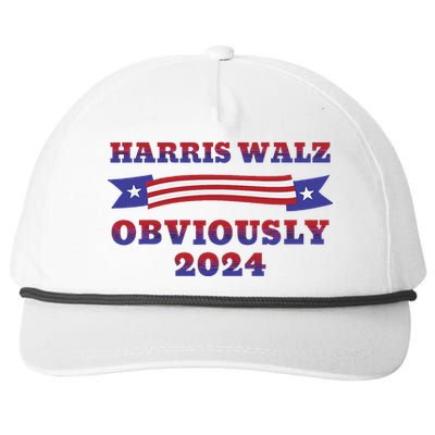 Harris Walz Obviously Kamala Harris Tim Waltz Election Snapback Five-Panel Rope Hat