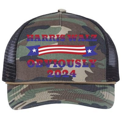 Harris Walz Obviously Kamala Harris Tim Waltz Election Retro Rope Trucker Hat Cap