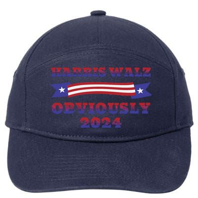 Harris Walz Obviously Kamala Harris Tim Waltz Election 7-Panel Snapback Hat