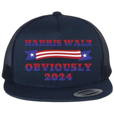 Harris Walz Obviously Kamala Harris Tim Waltz Election Flat Bill Trucker Hat