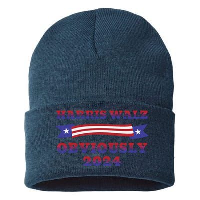 Harris Walz Obviously Kamala Harris Tim Waltz Election Sustainable Knit Beanie