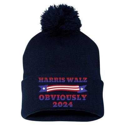 Harris Walz Obviously Kamala Harris Tim Waltz Election Pom Pom 12in Knit Beanie