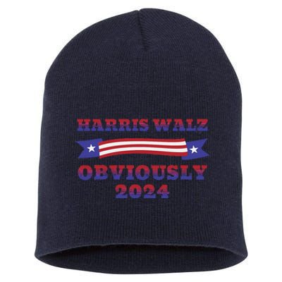 Harris Walz Obviously Kamala Harris Tim Waltz Election Short Acrylic Beanie