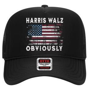 Harris Walz Obviously Kamala Harris Tim Waltz Election 2024 High Crown Mesh Back Trucker Hat