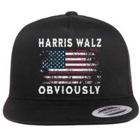 Harris Walz Obviously Kamala Harris Tim Waltz Election 2024 Flat Bill Trucker Hat