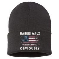 Harris Walz Obviously Kamala Harris Tim Waltz Election 2024 Sustainable Knit Beanie