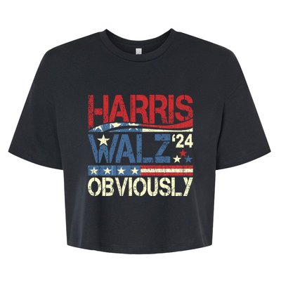 Harris Walz Obviously! Harris Waltz 2024 Election Bella+Canvas Jersey Crop Tee