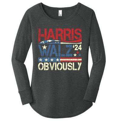 Harris Walz Obviously! Harris Waltz 2024 Election Women's Perfect Tri Tunic Long Sleeve Shirt