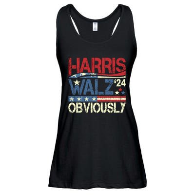 Harris Walz Obviously! Harris Waltz 2024 Election Ladies Essential Flowy Tank