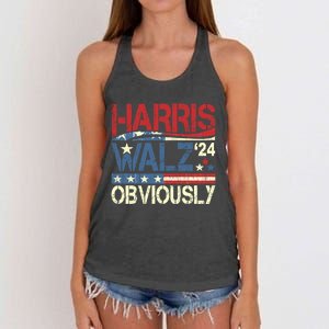 Harris Walz Obviously! Harris Waltz 2024 Election Women's Knotted Racerback Tank