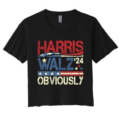 Harris Walz Obviously! Harris Waltz 2024 Election Women's Crop Top Tee