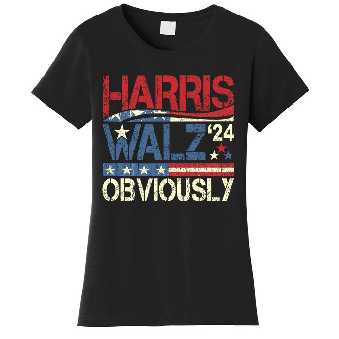 Harris Walz Obviously! Harris Waltz 2024 Election Women's T-Shirt