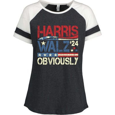 Harris Walz Obviously! Harris Waltz 2024 Election Enza Ladies Jersey Colorblock Tee