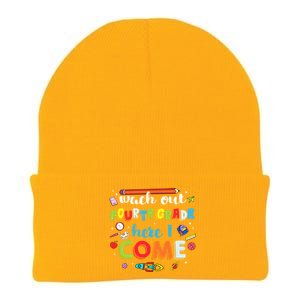 Heart Watch Out Fourth Grade Here I Come Back To School Funny Gift Knit Cap Winter Beanie