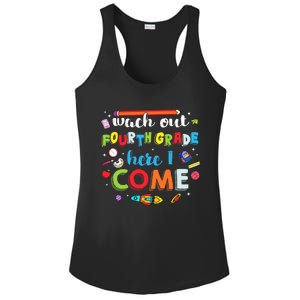 Heart Watch Out Fourth Grade Here I Come Back To School Funny Gift Ladies PosiCharge Competitor Racerback Tank