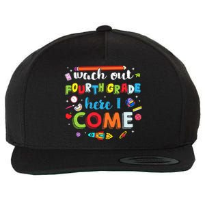 Heart Watch Out Fourth Grade Here I Come Back To School Funny Gift Wool Snapback Cap