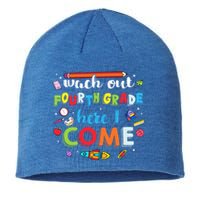 Heart Watch Out Fourth Grade Here I Come Back To School Funny Gift Sustainable Beanie