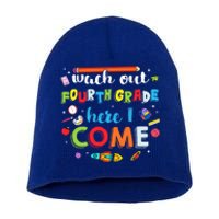 Heart Watch Out Fourth Grade Here I Come Back To School Funny Gift Short Acrylic Beanie